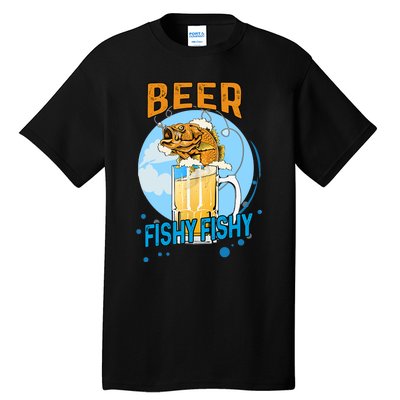 Beer Fishy Fishy Beer Fish Lover Funny Blue Sky Tall T-Shirt