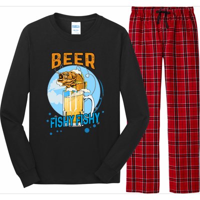 Beer Fishy Fishy Beer Fish Lover Funny Blue Sky Long Sleeve Pajama Set