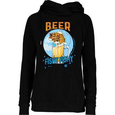 Beer Fishy Fishy Beer Fish Lover Funny Blue Sky Womens Funnel Neck Pullover Hood