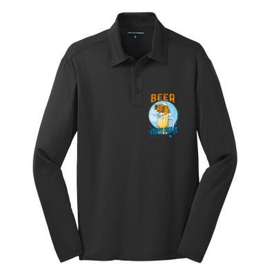 Beer Fishy Fishy Beer Fish Lover Funny Blue Sky Silk Touch Performance Long Sleeve Polo