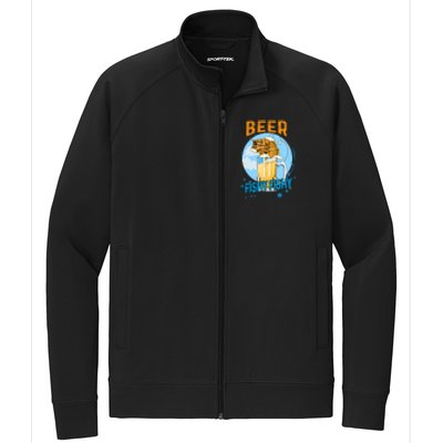 Beer Fishy Fishy Beer Fish Lover Funny Blue Sky Stretch Full-Zip Cadet Jacket