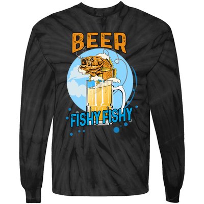 Beer Fishy Fishy Beer Fish Lover Funny Blue Sky Tie-Dye Long Sleeve Shirt