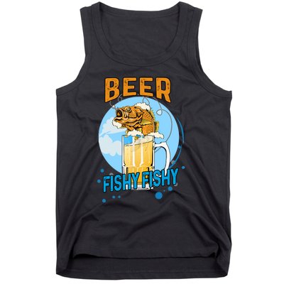 Beer Fishy Fishy Beer Fish Lover Funny Blue Sky Tank Top