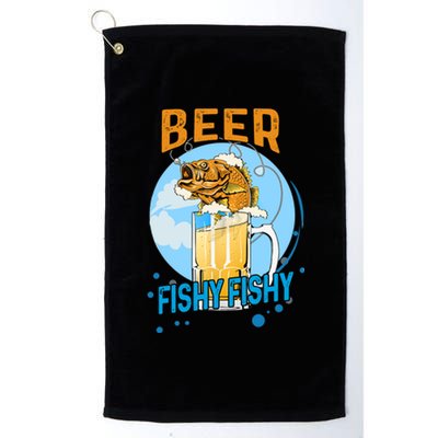 Beer Fishy Fishy Beer Fish Lover Funny Blue Sky Platinum Collection Golf Towel