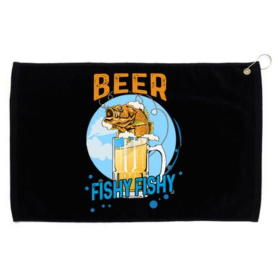 Beer Fishy Fishy Beer Fish Lover Funny Blue Sky Grommeted Golf Towel