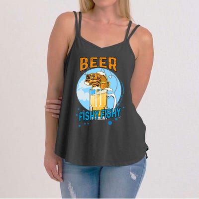 Beer Fishy Fishy Beer Fish Lover Funny Blue Sky Women's Strappy Tank