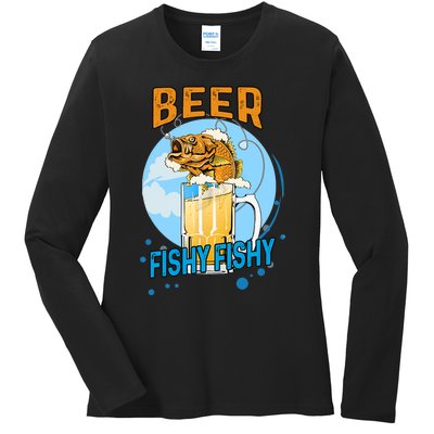 Beer Fishy Fishy Beer Fish Lover Funny Blue Sky Ladies Long Sleeve Shirt