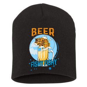 Beer Fishy Fishy Beer Fish Lover Funny Blue Sky Short Acrylic Beanie