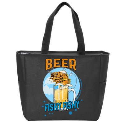 Beer Fishy Fishy Beer Fish Lover Funny Blue Sky Zip Tote Bag