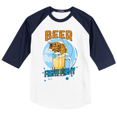 Beer Fishy Fishy Beer Fish Lover Funny Blue Sky Baseball Sleeve Shirt