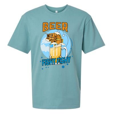 Beer Fishy Fishy Beer Fish Lover Funny Blue Sky Sueded Cloud Jersey T-Shirt