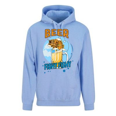 Beer Fishy Fishy Beer Fish Lover Funny Blue Sky Unisex Surf Hoodie