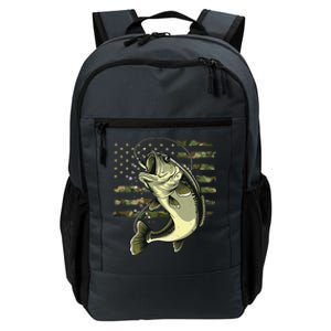 Bass Fish Fishing Usa American Flag Camouflage Fisherman Daily Commute Backpack