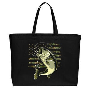 Bass Fish Fishing Usa American Flag Camouflage Fisherman Cotton Canvas Jumbo Tote