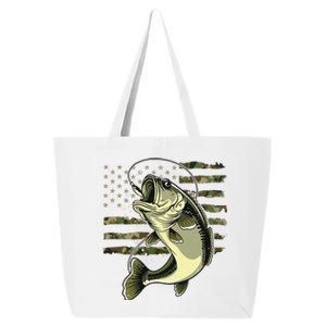 Bass Fish Fishing Usa American Flag Camouflage Fisherman 25L Jumbo Tote