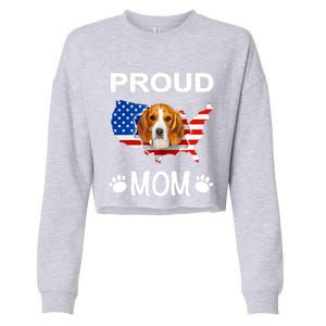 Beagle Funny Funny Gift Beagle Dog Beagle Proud Patriot Mom Gift Cropped Pullover Crew