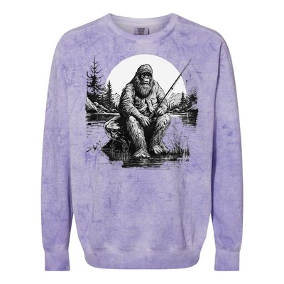 Big Foot Fishing Cool Fishing Fisher Colorblast Crewneck Sweatshirt