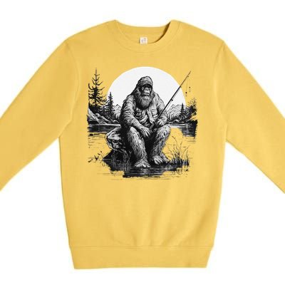 Big Foot Fishing Cool Fishing Fisher Premium Crewneck Sweatshirt