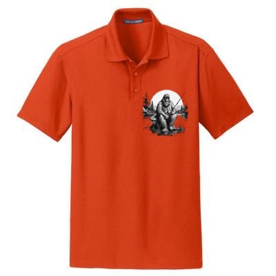 Big Foot Fishing Cool Fishing Fisher Dry Zone Grid Polo