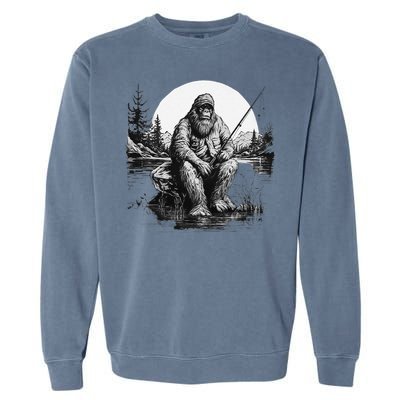 Big Foot Fishing Cool Fishing Fisher Garment-Dyed Sweatshirt