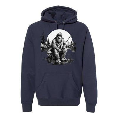 Big Foot Fishing Cool Fishing Fisher Premium Hoodie