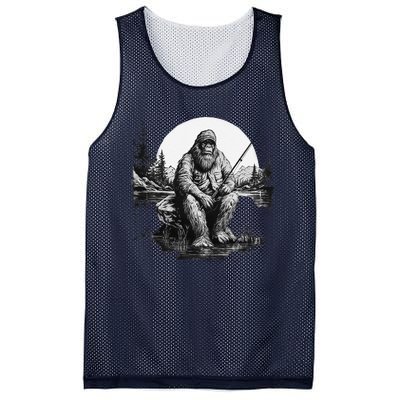 Big Foot Fishing Cool Fishing Fisher Mesh Reversible Basketball Jersey Tank