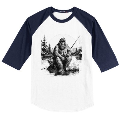 Big Foot Fishing Cool Fishing Fisher Baseball Sleeve Shirt