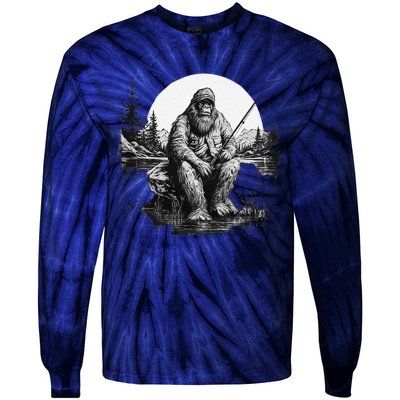 Big Foot Fishing Cool Fishing Fisher Tie-Dye Long Sleeve Shirt