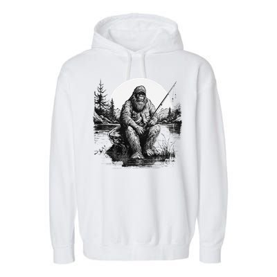 Big Foot Fishing Cool Fishing Fisher Garment-Dyed Fleece Hoodie