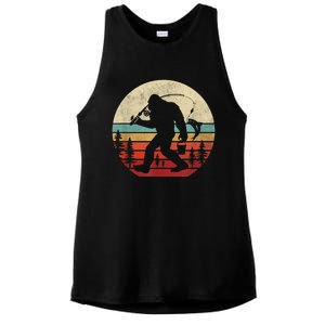 Bigfoot Fishing Funny Retro Sasquatch Fishermen Men Ladies PosiCharge Tri-Blend Wicking Tank