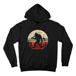 Bigfoot Fishing Funny Retro Sasquatch Fishermen Men Hoodie