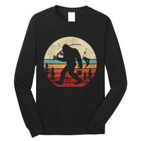 Bigfoot Fishing Funny Retro Sasquatch Fishermen Men Long Sleeve Shirt