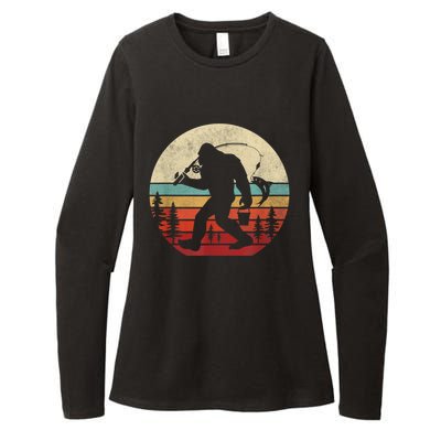 Bigfoot Fishing Funny Retro Sasquatch Fishermen Men Womens CVC Long Sleeve Shirt