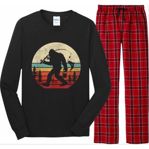 Bigfoot Fishing Funny Retro Sasquatch Fishermen Men Long Sleeve Pajama Set