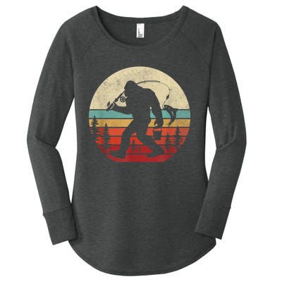 Bigfoot Fishing Funny Retro Sasquatch Fishermen Men Women's Perfect Tri Tunic Long Sleeve Shirt