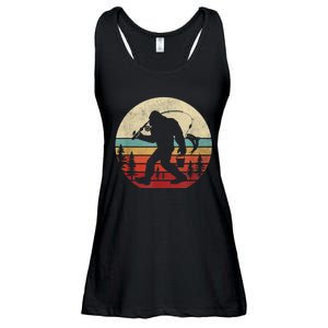 Bigfoot Fishing Funny Retro Sasquatch Fishermen Men Ladies Essential Flowy Tank