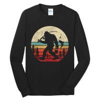 Bigfoot Fishing Funny Retro Sasquatch Fishermen Men Tall Long Sleeve T-Shirt