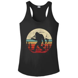 Bigfoot Fishing Funny Retro Sasquatch Fishermen Men Ladies PosiCharge Competitor Racerback Tank