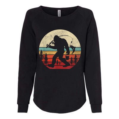 Bigfoot Fishing Funny Retro Sasquatch Fishermen Men Womens California Wash Sweatshirt