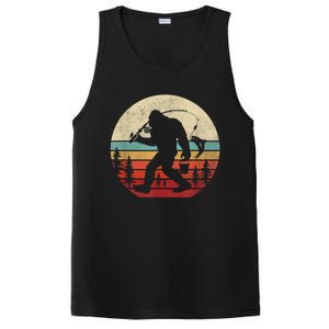 Bigfoot Fishing Funny Retro Sasquatch Fishermen Men PosiCharge Competitor Tank