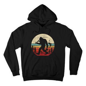 Bigfoot Fishing Funny Retro Sasquatch Fishermen Men Tall Hoodie