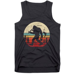 Bigfoot Fishing Funny Retro Sasquatch Fishermen Men Tank Top