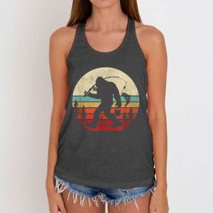 Bigfoot Fishing Funny Retro Sasquatch Fishermen Men Women's Knotted Racerback Tank