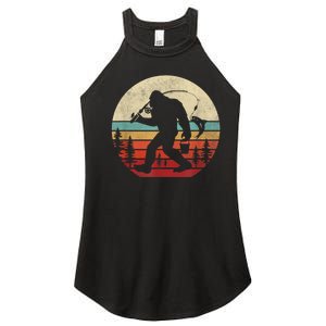 Bigfoot Fishing Funny Retro Sasquatch Fishermen Men Women's Perfect Tri Rocker Tank