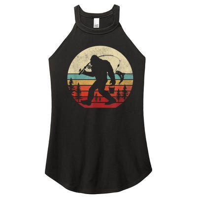 Bigfoot Fishing Funny Retro Sasquatch Fishermen Men Women's Perfect Tri Rocker Tank