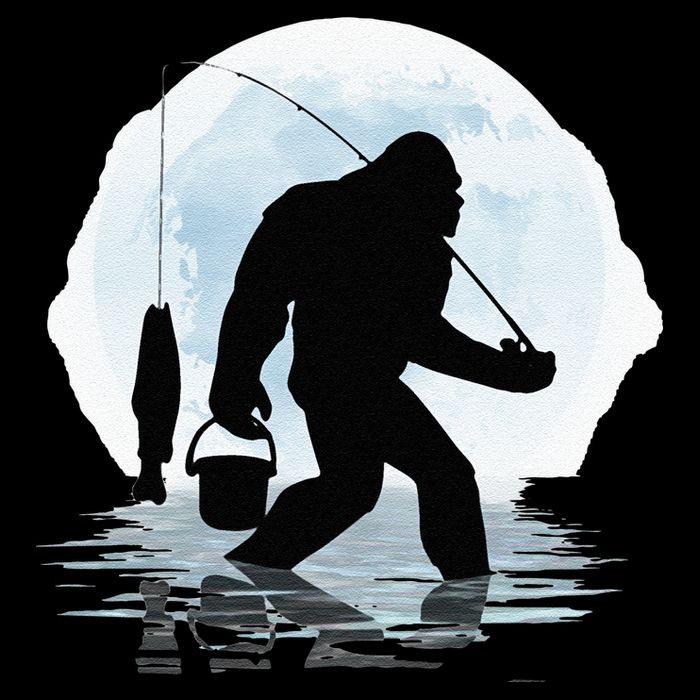 Bigfoot Fishing Funny Sasquatch And Fish Night Fishing Polo