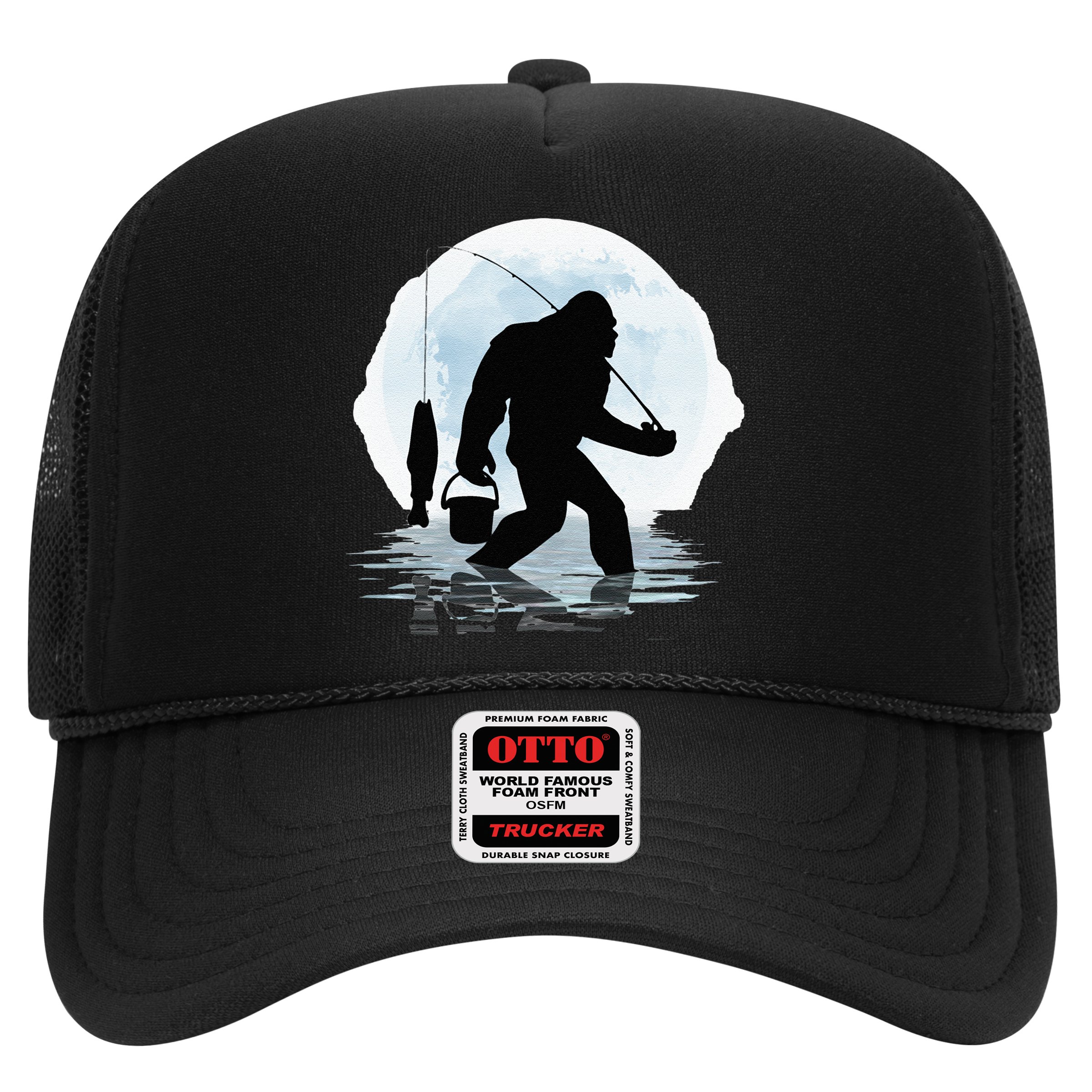 Bigfoot Fishing Funny Sasquatch And Fish Night Fishing Hat