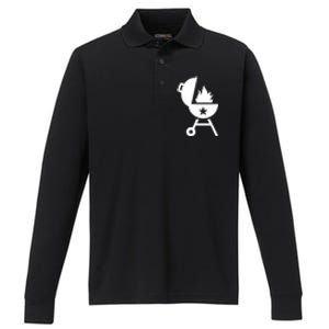 Bbq Fire Flames Great Gift Performance Long Sleeve Polo