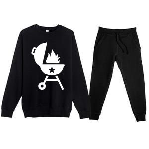 Bbq Fire Flames Great Gift Premium Crewneck Sweatsuit Set