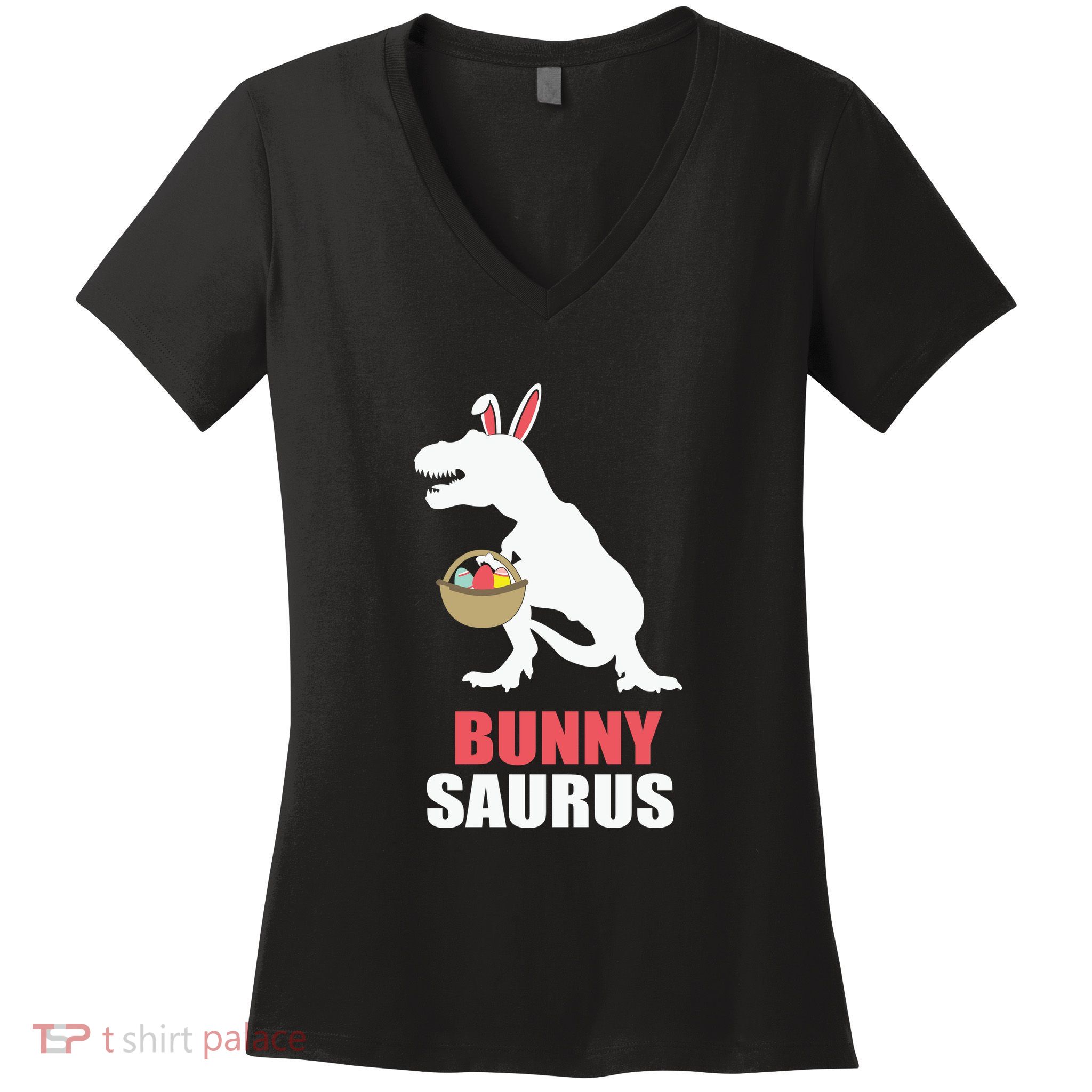 Bunnysaurus Funny Family Easter Day Funny T Rex Women's V-Neck T-Shirt